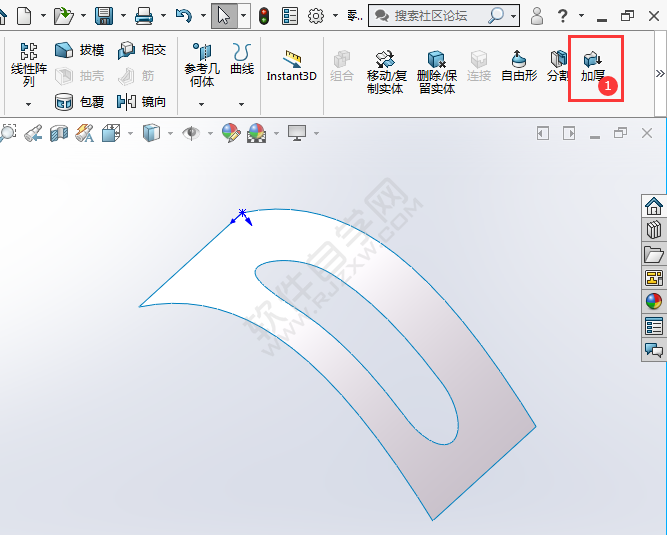 solidworks曲面加厚怎么用