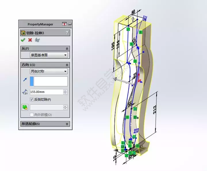 solidWorks建模練習拉伸切除一張桌子