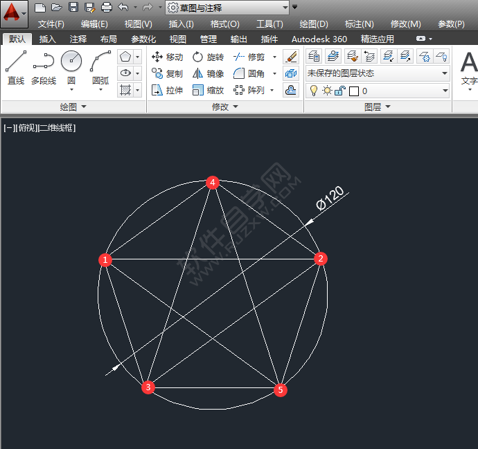 CAD怎么畫五角星的方法
