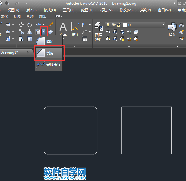 cad如何畫倒角和圓角的方法
