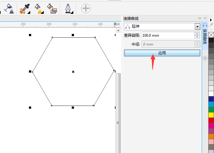 cdr怎么延伸連接曲線六邊形