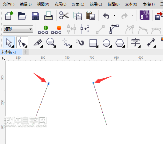 cdr矩形怎么變成梯形