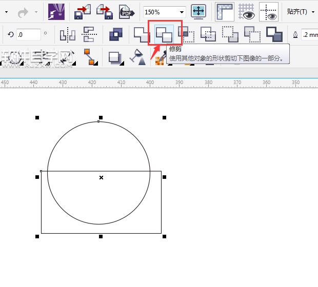cdr怎么把圓變成半圓