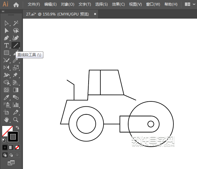 ai怎么畫卡通壓土機圖案