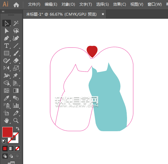 ai怎么畫一對愛心小貓