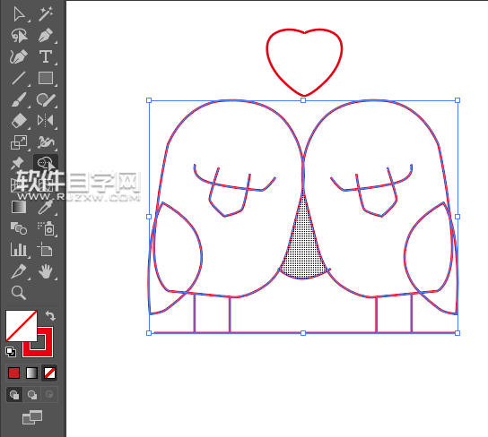 ai怎么畫一對愛心小鳥