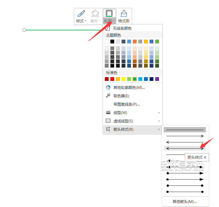 在wps中怎么給直線設置箭頭