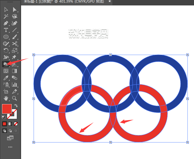 如何用ai軟件畫一個五環圖標