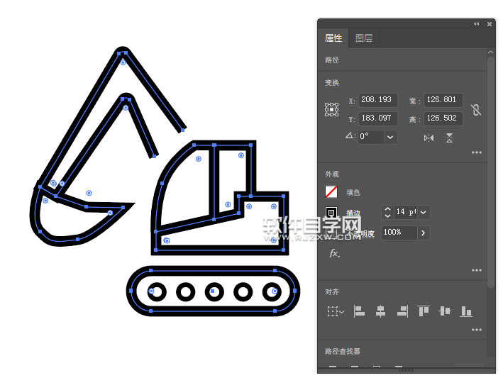 ai怎么畫簡化的挖土機圖案