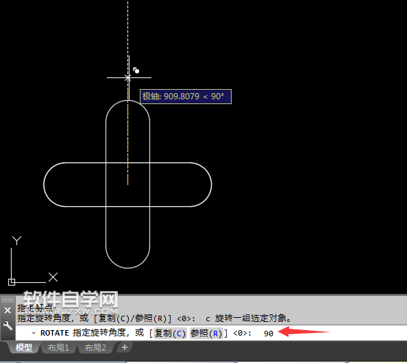 cad旋轉(zhuǎn)復(fù)制圖形