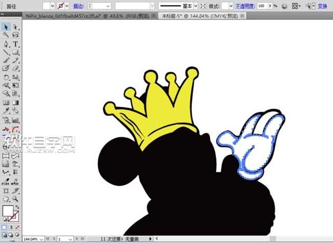 怎么用AI設計米奇國王圖案