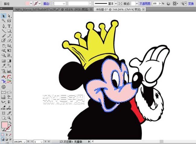 怎么用AI設計米奇國王圖案