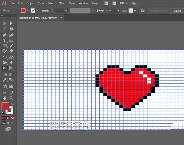 ai像素愛心怎么畫