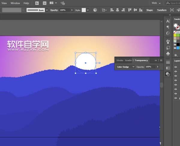 AI怎么設(shè)計(jì)夕陽(yáng)西下的插畫(huà)
