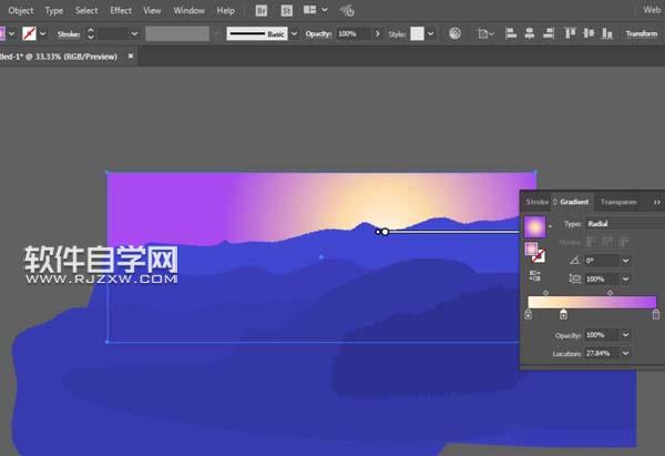 AI怎么設(shè)計(jì)夕陽(yáng)西下的插畫(huà)