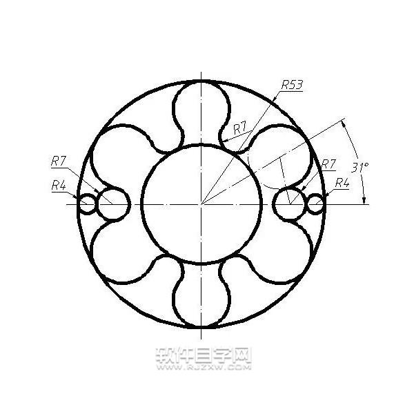 以圓陣列的CAD練習題