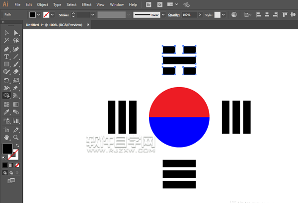 ai怎么畫韓國國旗