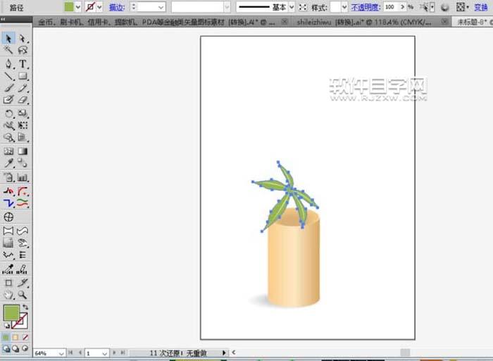 ai怎么繪制鮮花盆栽