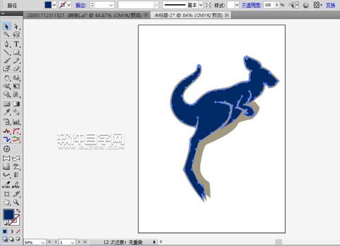 AI怎么繪制袋鼠簡筆畫