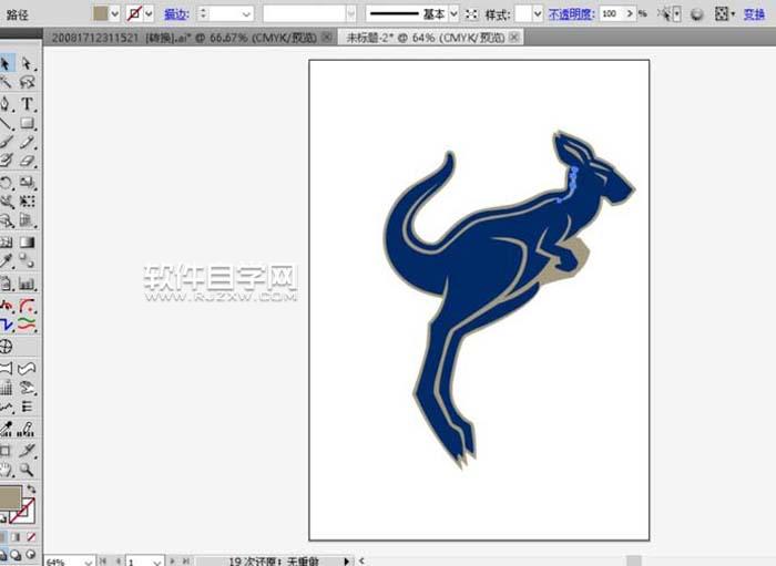 AI怎么繪制袋鼠簡筆畫