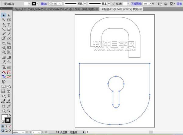 ai怎么繪制小金鎖圖案