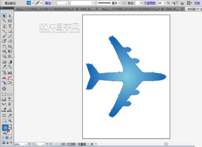 ai畫立體飛機圖標的方法