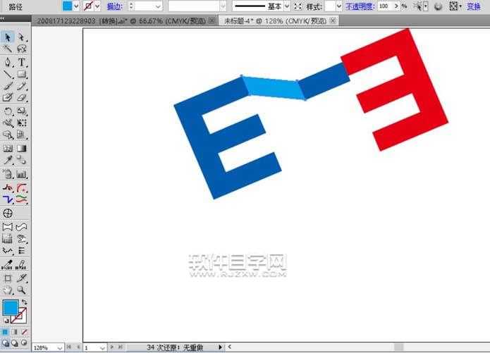 AI怎么繪制E字母的LOGO