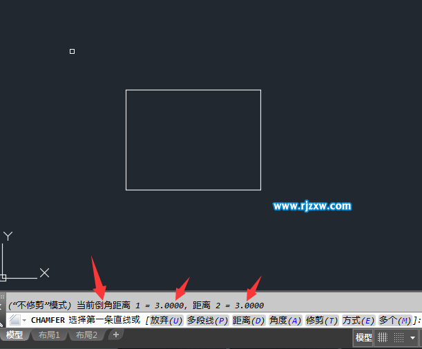 CAD怎么設置倒角修不修剪處理