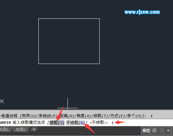 CAD怎么設置倒角修不修剪處理