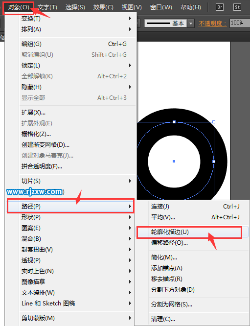 ai怎么輪廓化描邊創(chuàng)建同心圓