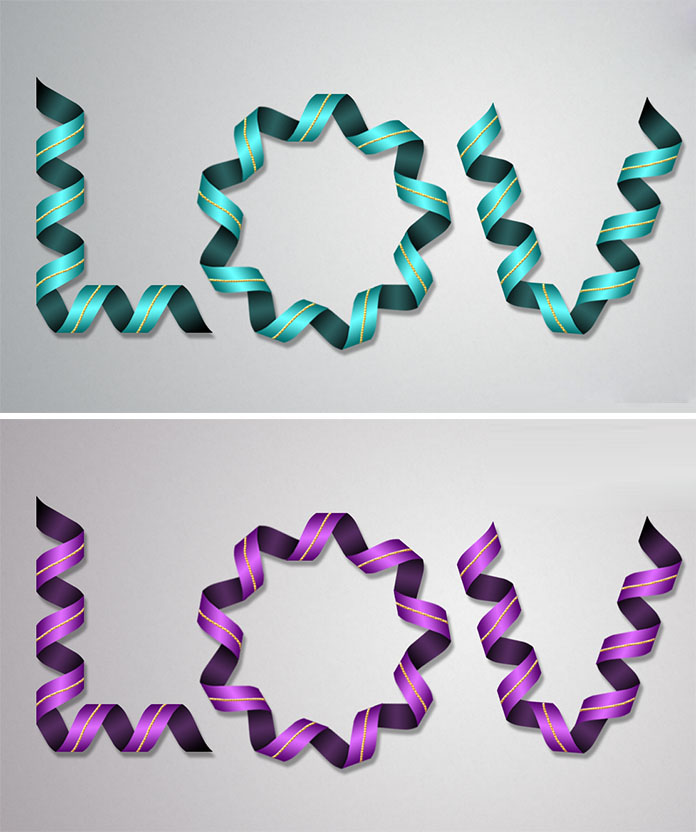 PS制作節日絲帶效果的文字教程