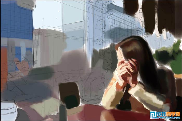 PS繪制靜靜等待的美女教程