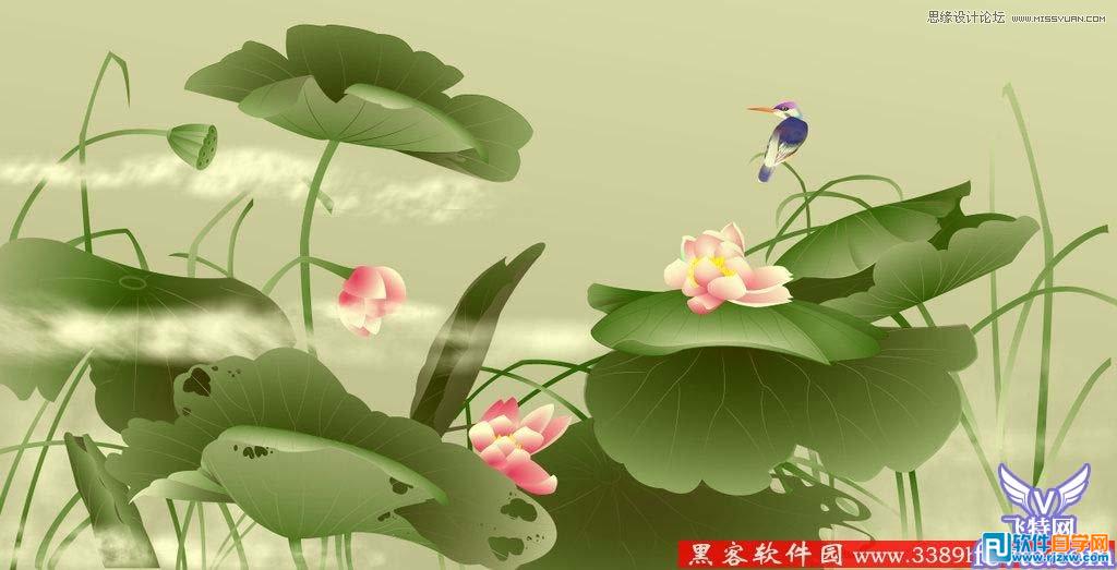 用CorelDrawX6設計清新荷花圖教程