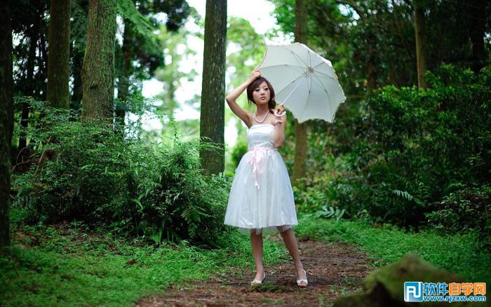 PS怎么給樹林模特調些較暗的晨曦陽光