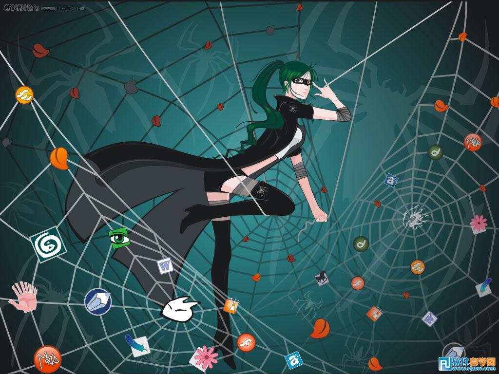 教你用Coreldraw制作漂亮的蜘蛛女俠