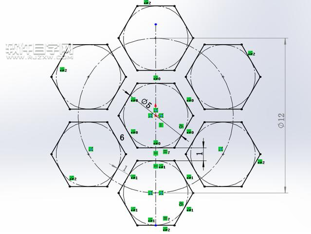 SolidWorks六邊形鏤空圓環建模的方法