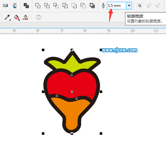 CDR智能填充繪制草莓簡筆畫教程