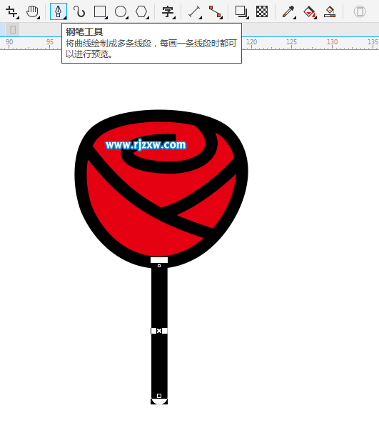 CDR鋼筆工具繪制玫瑰簡筆畫