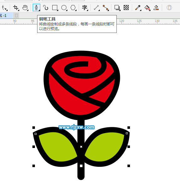 CDR鋼筆工具繪制玫瑰簡筆畫