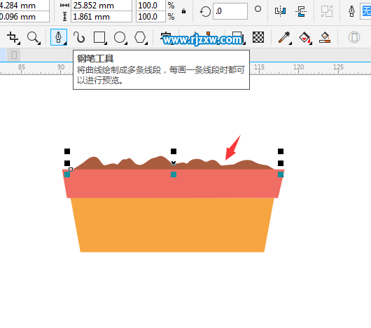 使用CDR鋼筆工具繪制花盆與花朵