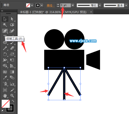 簡筆畫的攝影機圖標怎么用AI畫出來