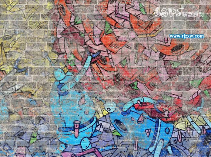 PS設計人物照片涂鴉墻效果