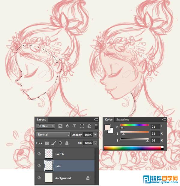 PS手繪漂亮的卡通女孩