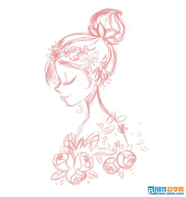 PS手繪漂亮的卡通女孩