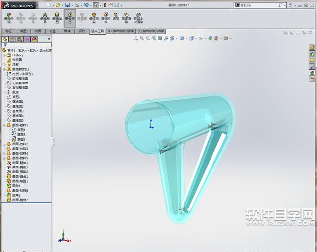 solidworks曲面玻璃管的繪制方法