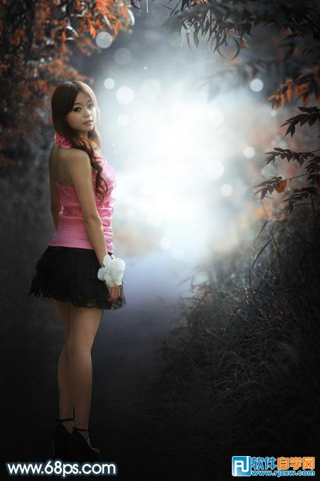 PS軟件給人物加上深秋暗青色