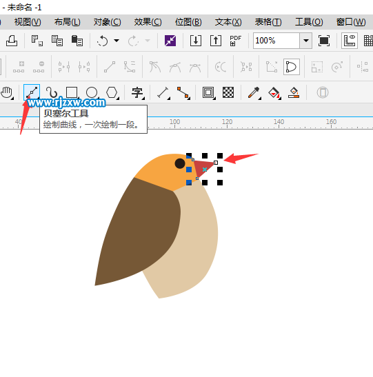 利用CDR貝塞爾工具設(shè)計小鳥簡筆畫