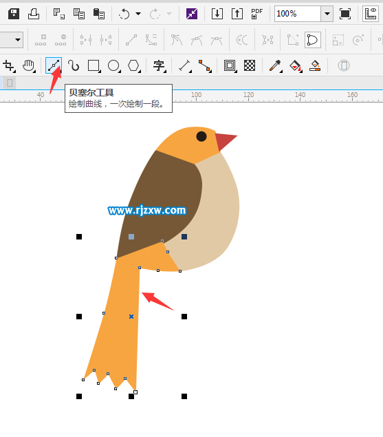 利用CDR貝塞爾工具設(shè)計小鳥簡筆畫