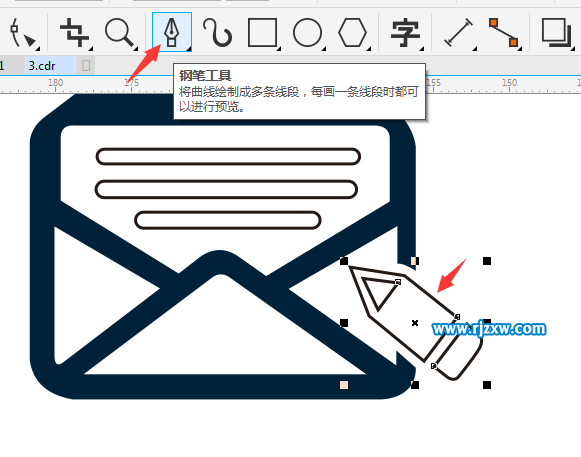 CDRX8制作寫郵箱的圖標(biāo)教程