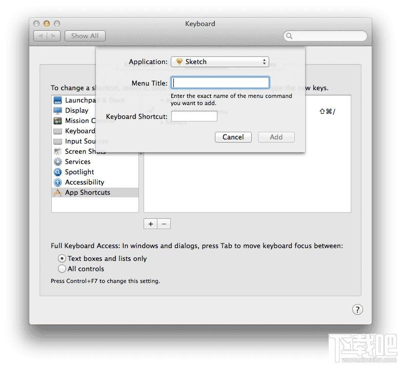 OS X 自定義應(yīng)用快捷鍵和Sketch自定義快捷鍵的方法分享